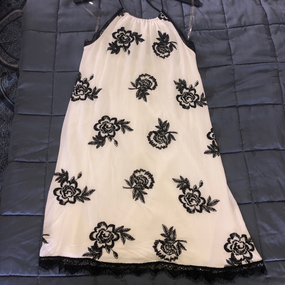 White and black halter dress